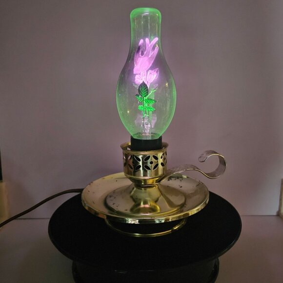 Aerolux Other - Vtg Aerolux Working Lightbulb w Swallow And Flowers in Corded Brass Candlestick